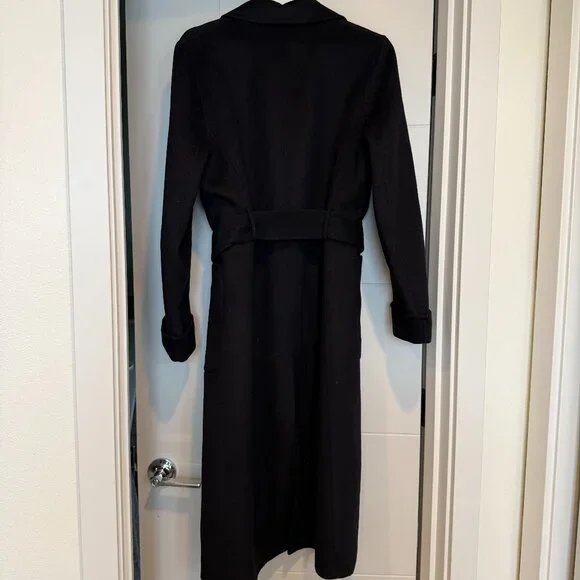 Reiss Emilie Belted Wool Blend Long Coat Black size 8 US - Picture 3 of 6